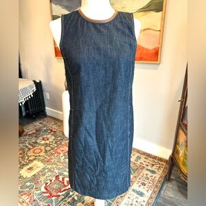 Ralph Lauren Denim Sheath Dress with Leather Trim